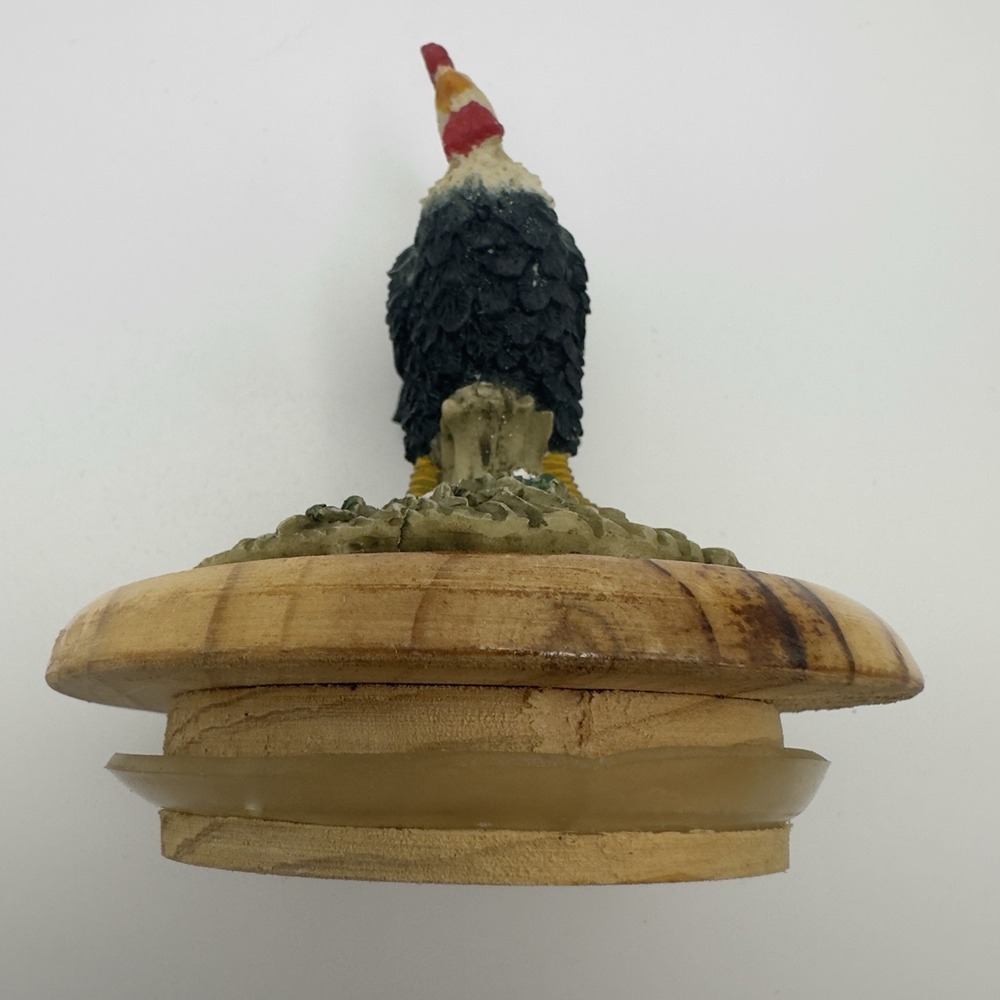 Vintage SEi Ceramic Canister Jar w/ Wooden Lid & Resin Rooster Farmhouse Kitchen - Picture 5 of 9